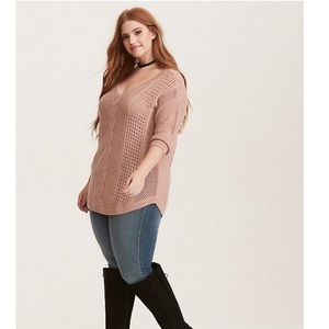 Torrid Lurex Cable Knit V Neck Sweater 4X